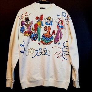 Vintage Contempo Casuals Sweatshirt Salsa Painted Glitter Pullover OSFM 90s